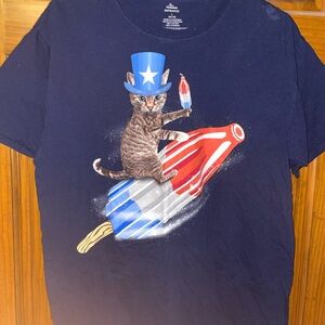 Patriotic Cat Navy T-Shirt